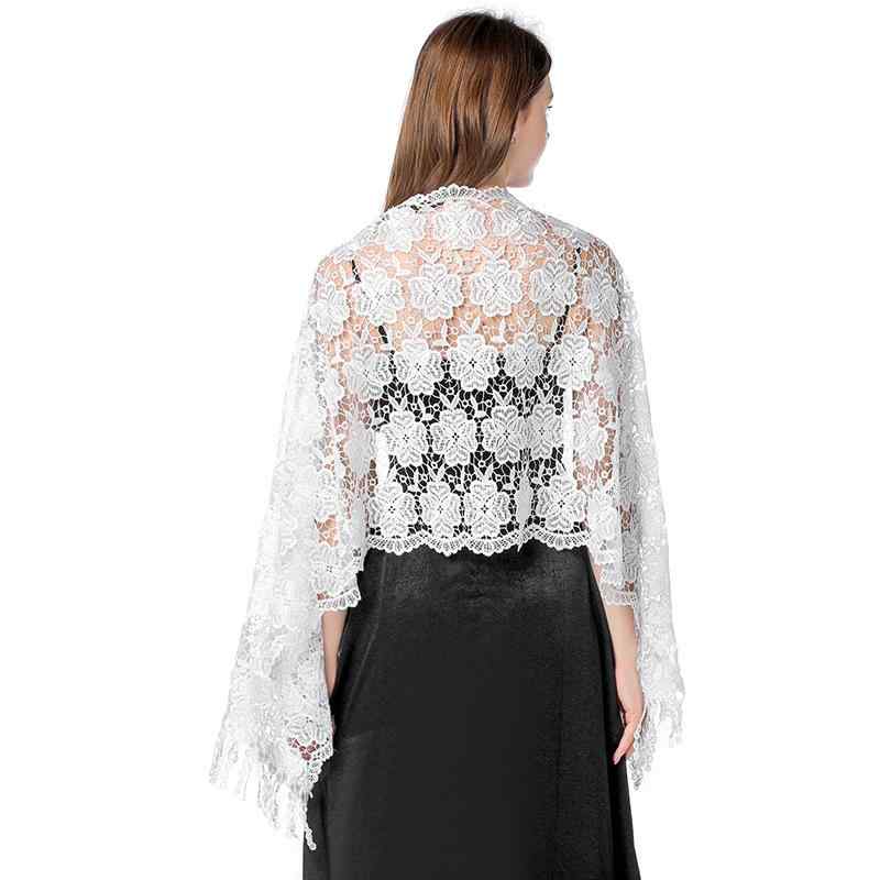 ショール レディース 刺繡 レース フリンジ 高級感 エレガント 民族風 上品な光沢 華やか パーティー ドレス 晩餐会 結婚式 フォーマル オールシーズン 羽織り