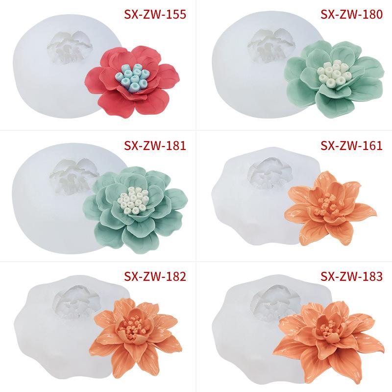 シリコンモールド リアルなバラ 薔薇 フラワーデザイン 柔軟 ホワイト レジン アロマキャンドル 石膏 ..