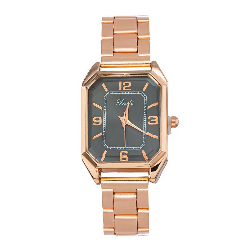 腕時計 レディース 女性用 韓国風 カジュアル おしゃれ シンプル スクエア 四角 数字表示 クォーツ式 薄型 ステンレスバンド ワールドタイム機能付き 30mm径 通勤 通学 オフィス ビジネスシーン対応 合金ケース 全6色展開