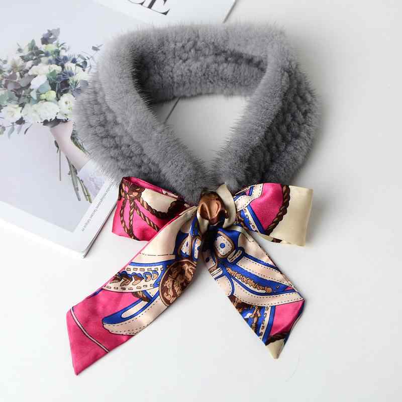 マフラー レディース 女性用 ミンクファー ストール 手編み ふわふわ 暖か 防寒 ロング リボン 蝶結び ..