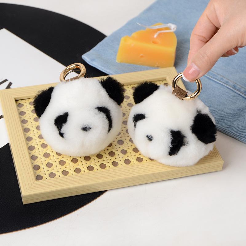 キーホルダー レディース かわいい ふわふわ パンダ キャラクター ミニ バッグチャーム マスコット ぬいぐるみ フェイクファー 白 動物 キーリング