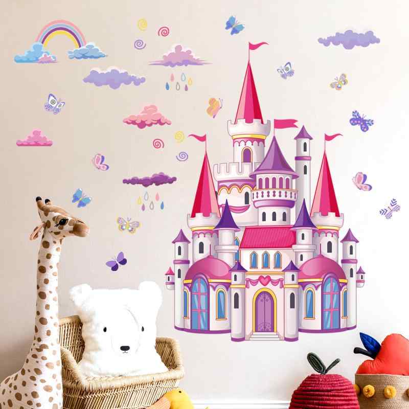 MOTTAINAI - ウォールステッカー キッズ 幼稚園 子供部屋 PVC素材 ファンタジー童話のお城 雲柄 デコレーション 簡単貼付 おしゃれ かわいい リビング 寝室 書斎 玄関 バルコニー 店舗 背景 装飾シール