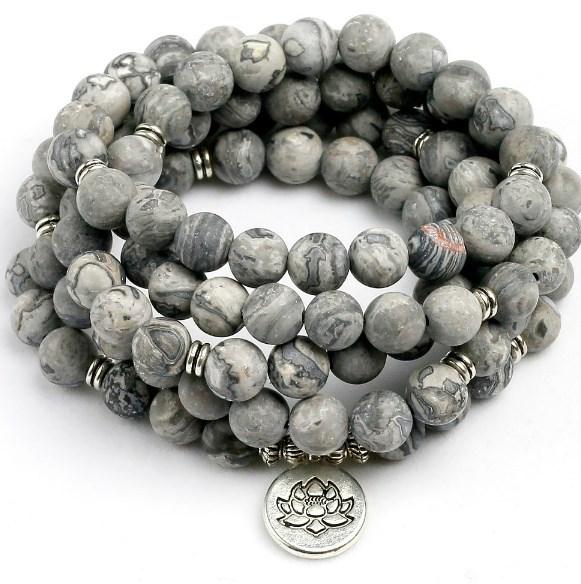 ブレスレット メンズ レディース ペア カップル 数珠 腕輪 108玉 8mm 大理石 瑪瑙 合金 蓮 OM 目 仏手 開運 お守り ネックレス ペンダント ナチュラル