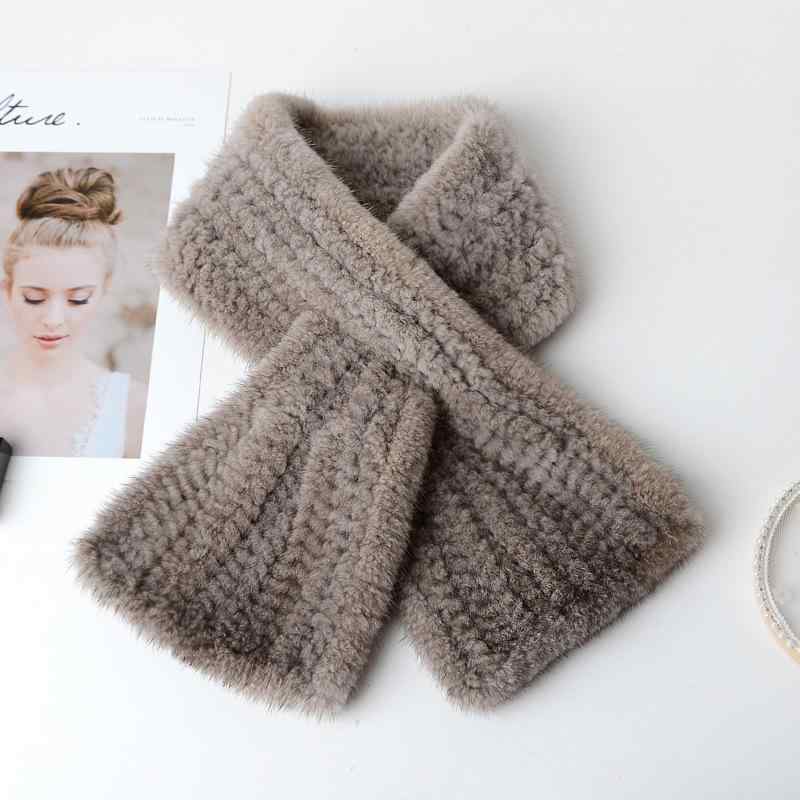 ミンクファーマフラー レディース 女性用 手編み 編み込み 秋冬 保温 防寒 暖かい クロスデザイン ネックウォーマー スタイリッシュ 通勤 オフィス 高級感