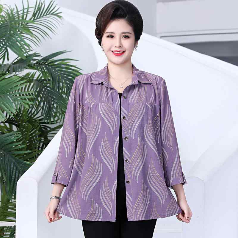 シャツ レディース ママ 祖母 ミセス ゆったり 体型カバー 大きいサイズ プラスサイズ 長袖 春夏 花柄プリント ブラウス トップス シルクリネン