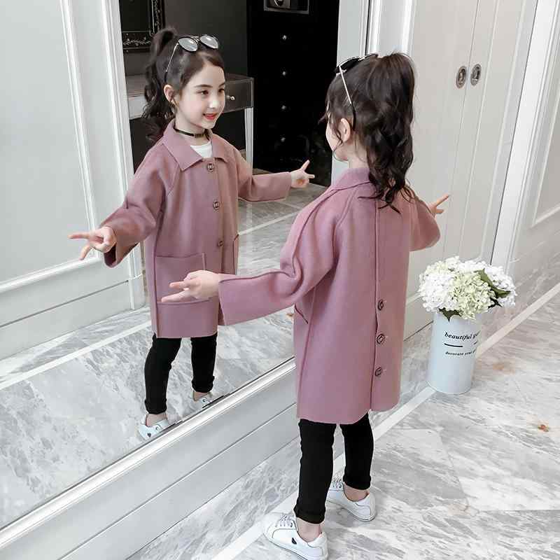 コート ガールズ 女の子 キッズ 子供 厚手 暖かい 防寒 裏地付き メルトン ウール調 ポリエステル 無地..