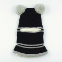 帽子 ベビー キッズ 男女兼用 裏起毛 ポンポン ニット帽 耳当て付き フェイスウォーマー一体型 防寒 あったか 自転車 通園 通学 アウトドア 秋冬(x2)