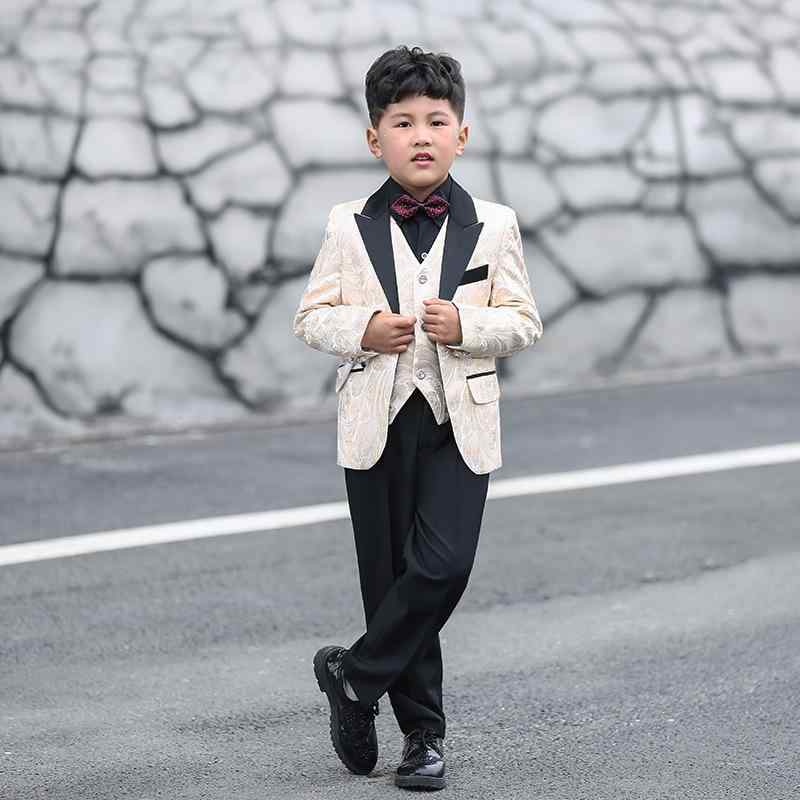 キッズスーツ 男の子 男児 ジュニア フォーマル セットアップ 3点セット 結婚式 発表会 演奏会 卒業式 入学式 フラワーボーイ 司会者 衣装 秋物 薄手 軽量 スタイリッシュ テーラードジャケット ベスト パンツ