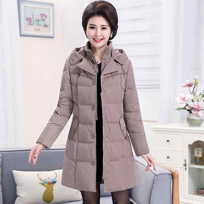 ダウンジャケット ミセス ママ 婦人服 女性用 秋冬 厚手 暖かい 防寒着 ミドル丈 ロング丈 スリム 体型..