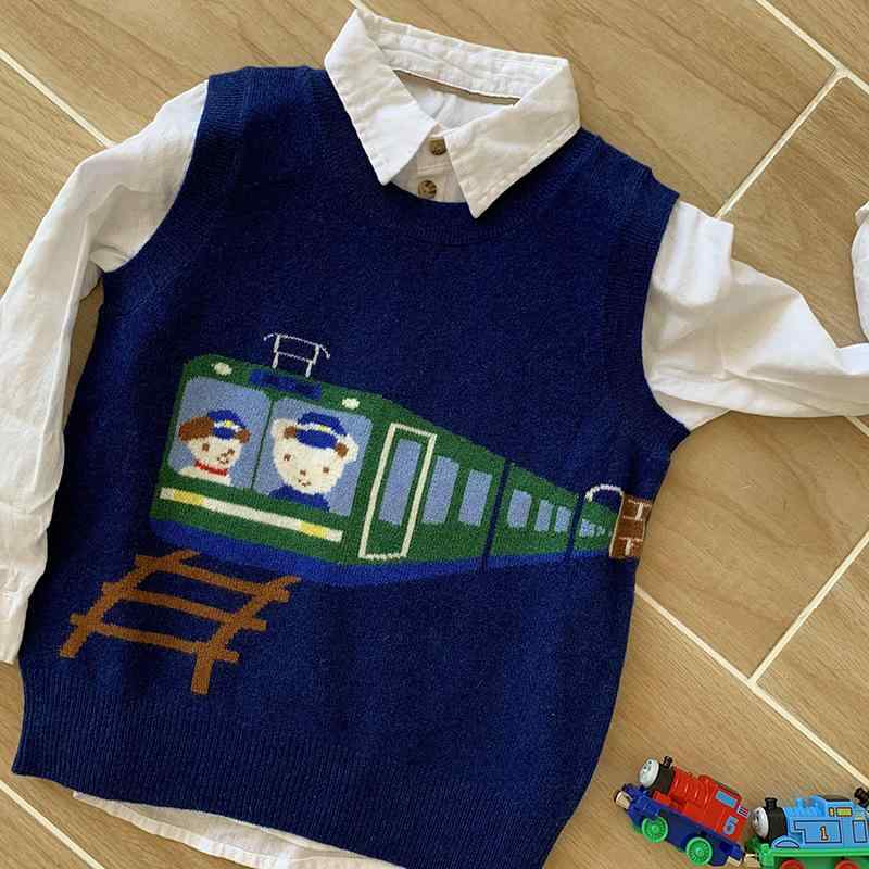セーター 男の子 キッズ カシミヤ 薄手 プルオーバー ラウンドネック ノースリーブ ベスト かわいい 暖かい 秋冬 普段着 小学生 幼児 ネイビー