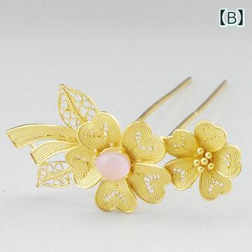 かんざし レディース 女性用 手作り ハンドメイド 純銀999 金メッキ 鍍金 パール パール 花飾り 民族風 チャイナドレス 和装 振袖 結婚式 ウェディング パーティー 発表会
