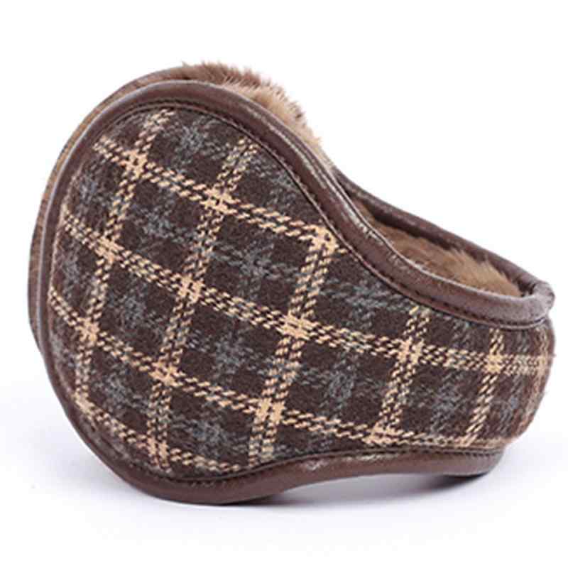 イヤーマフ メンズ レディース 防寒 保温 折りたたみ バックアーム式 サイズ調整可能 チェック柄 ボア素材 秋冬用 通勤 通学 アウトドア