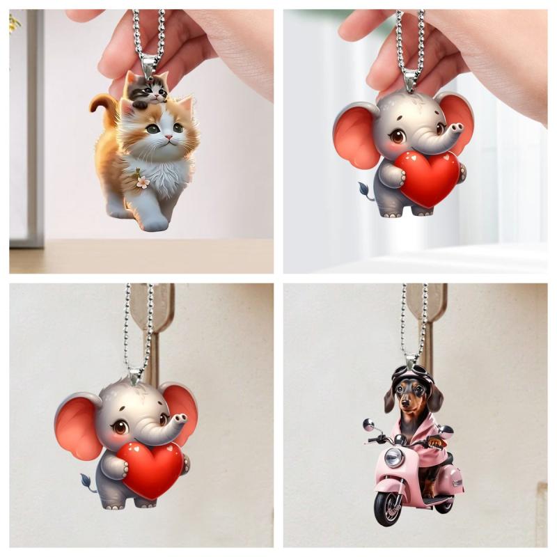 キーホルダー キーリング キッズ 子供用 プレゼント ギフト バレンタイン かわいい イラスト キャラクター ハート ゾウ ネコ イヌ カメ 恐竜 バッグチャー...