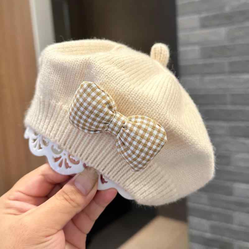 Hats - ベレー帽 キッズ 女の子 ベビー 春秋 ニット帽 接触冷感 韓国風 おしゃれ かわいい 再生繊維 柔らかい 肌に優しい 普段使い お出かけ 多色展開 頭囲46-51cm対応 5ヶ月から3歳向け