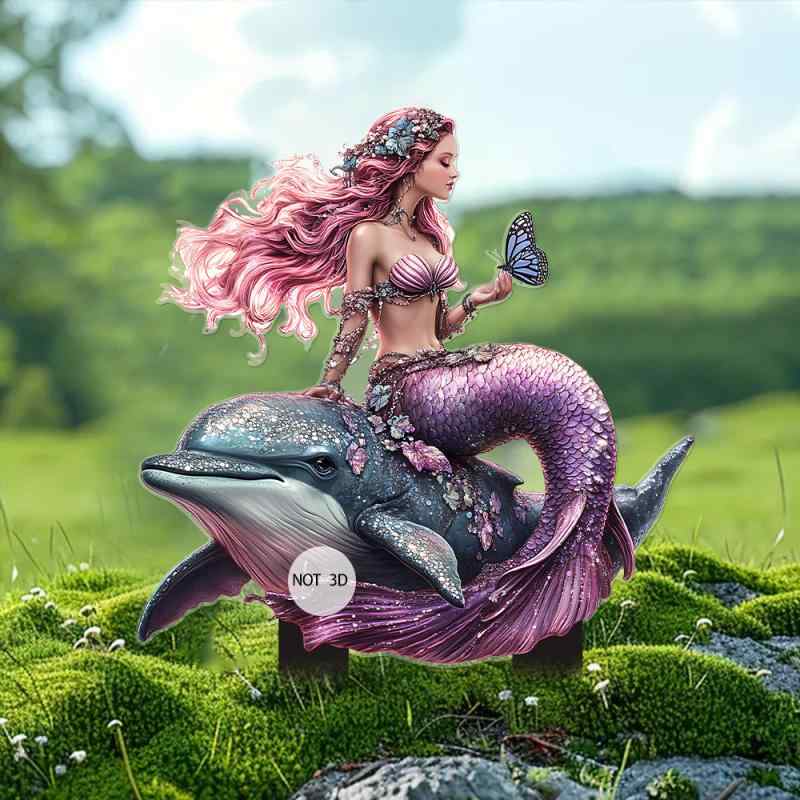 ガーデンピック かわいい 夢のような ピンク髪 紫色 マーメイド 人魚姫 2Dデザイン...