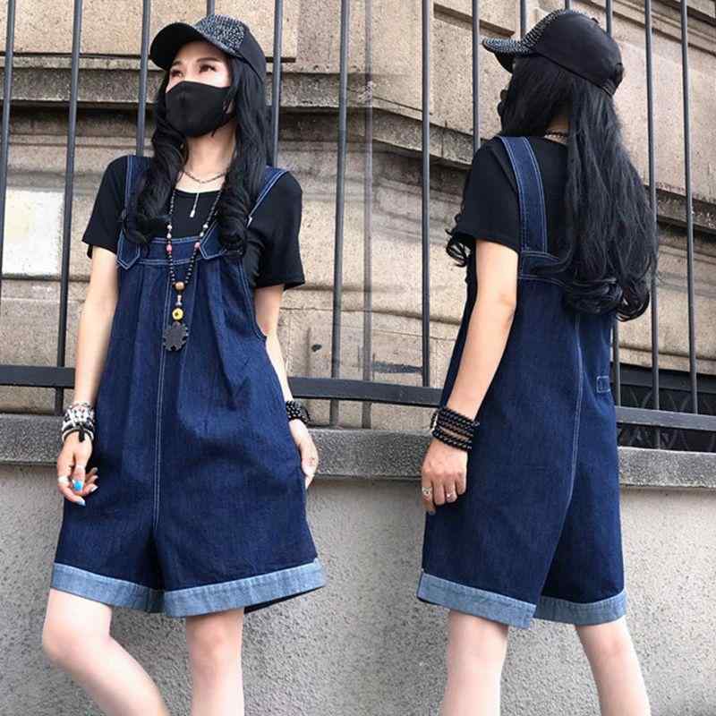 デニム サロペット レディース ウエストシェイプ 細見え スタイルアップ 綿混 ハイウエスト ワイド ハーフパンツ ショートパンツ 通勤 カジュアル ブルー スモーキーグレー 春夏