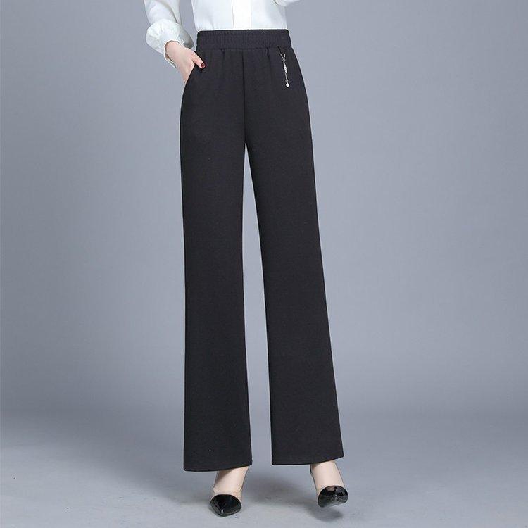パンツ レディース ミセス 春夏 通勤 オフィス ドレープ感 ハイウエスト ゆったり ストレート ロング丈 きれいめ カジュアル 大きいサイズ 綿混 体型カバー グレー ブラック