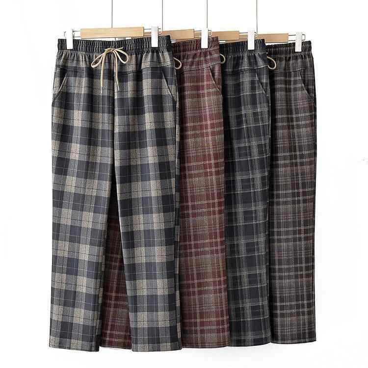 パンツ レディース ミセス シニア 60代 70代 母 祖母 ロングパンツ カジュアル チェック柄 ゆったり リラックスフィット ストレッチ ポケット付き 黒 グレー 赤 コーヒー 綿ポリエステル混紡 春秋 通勤 部屋着 シンプル エレガント