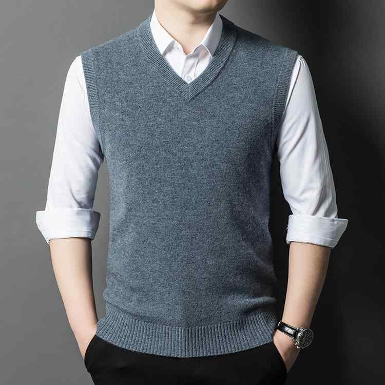 ニットベスト メンズ 紳士用 ウール100% 厚手 暖かい 防寒 Vネック ビジネス 通勤 オフィス 秋冬 トップス 重ね着 着回し インナー ア..