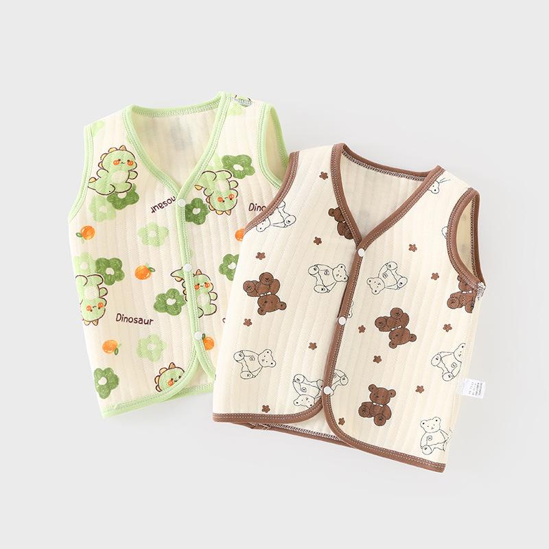 ベビーベスト 男の子 女の子 ユニセックス 赤ちゃん 新生児 綿100% 厚手 保温 前開き ボタン 肌に優し..