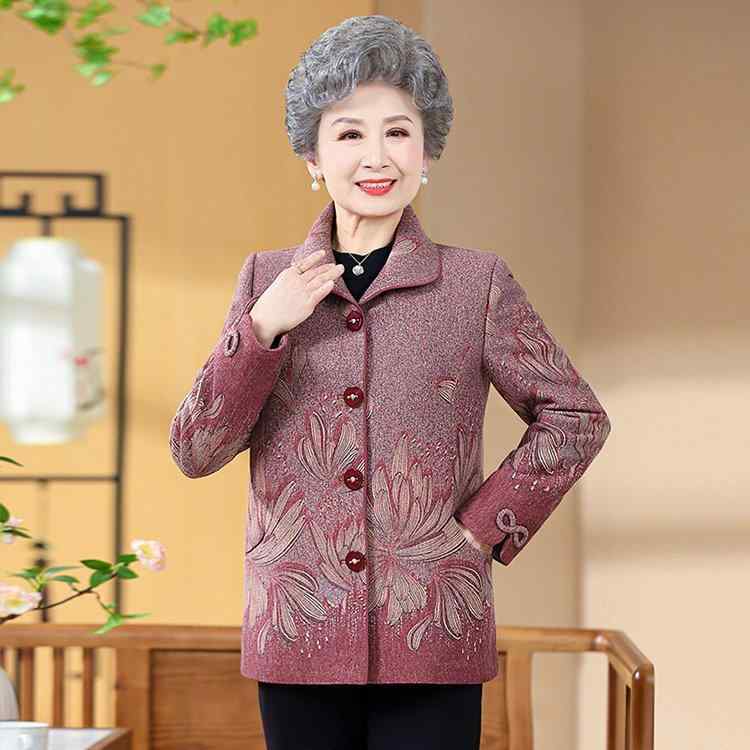 ジャケット レディース 春秋 長袖 ゆったり ルーズフィット 中高年 シニア 70代 80代 ご婦人 花柄 ポケット付き 綿ポリエステル素材 シンプル きれいめ 上品 レッド ブルー アウター