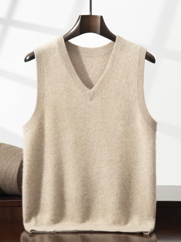 ベスト ジレ メンズ 秋冬 カシミヤ混 無地 Vネック ノースリーブ ニット ゆったり 快適 あったか 保温 防寒 細見え スタイルアップ 大きいサイズ ビジネス カジュアル オフィス 通勤 着回し