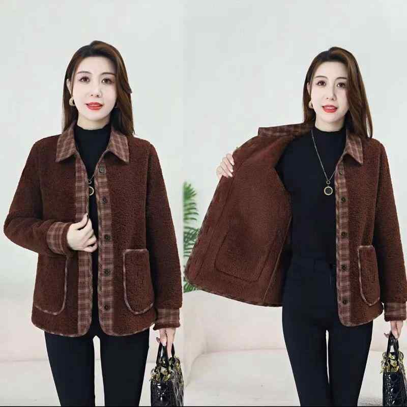コート レディース ミセス 中綿入り 切り替え ボア フェイクムートン ゆったり オーバーサイズ 長袖 襟付き シングルボタン 通勤 カジュアル 秋冬 アウター
