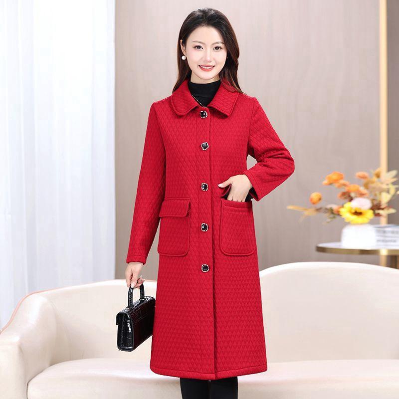 コート レディース ミセス 中高年 冬物 裏起毛 厚手 ロング丈 ゆったり 体型カバー 暖かい 防寒 保温 エレガント 上品 おしゃれ 通勤 都会的 着回し トレンチコート