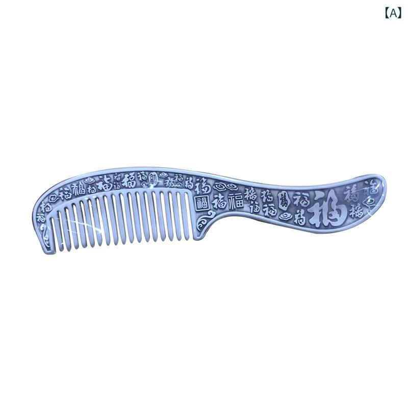 コーム レディース S999純銀製 高品質 本物 手作り 長柄 福文字 百福模様 中華風 エスニック調 シルバーアクセサリー(4)