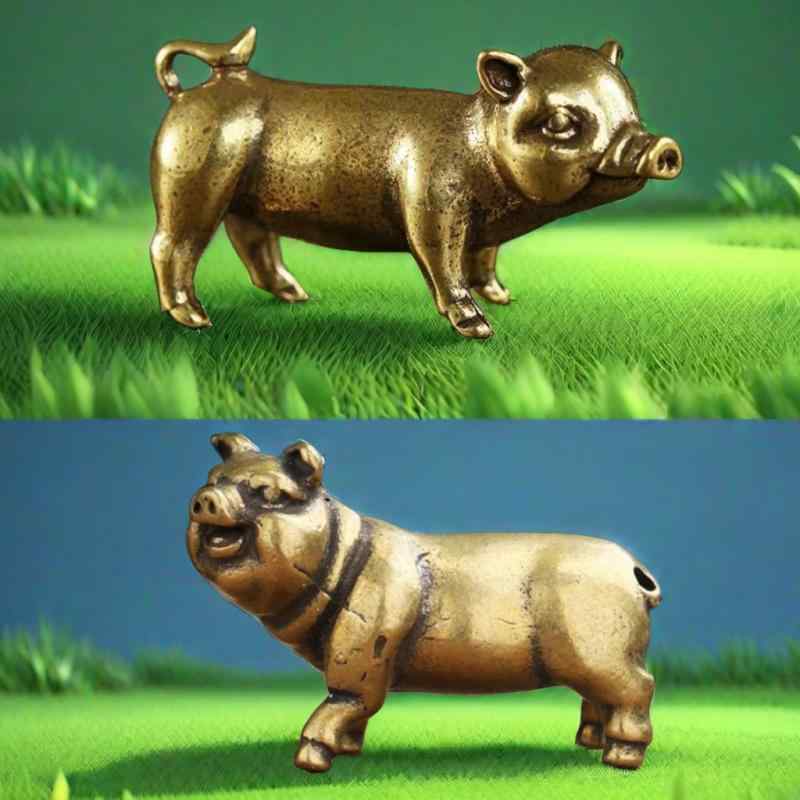 置物 キーホルダー 銅メッキ 合金製 干支 亥年 ふっくら子豚 中国風 縁起物 開運 金運 財運 繁栄 ラッキーアイテム お守り バッグチャーム 車用