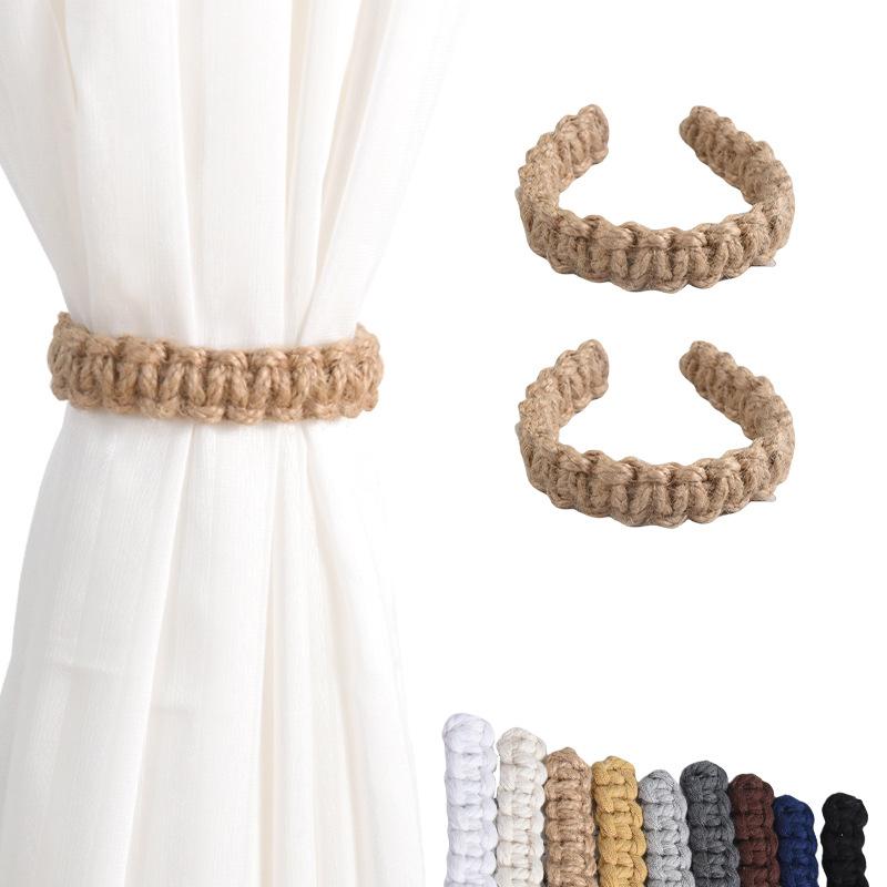 カーテンタッセル 北欧スタイル ナチュラル おしゃれ 麻紐 綿麻素材 手編み 変幻自在 多機能 タイバック ロープ インテリア雑貨 賃貸向け