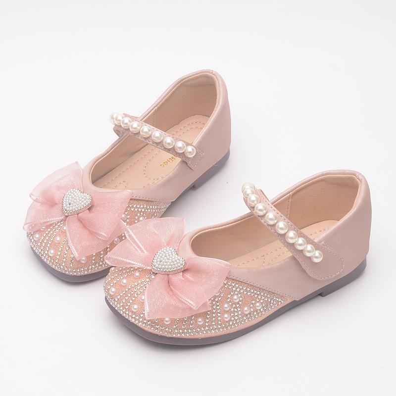 フォーマルシューズ 女の子 キッズ ジュニア パンプス 痛くない 履きやすい プリンセスシューズ リボン キラキラ パール ビジュー マジックテープ 滑り止め 発表会 結婚式 七五三 入学式 卒園式