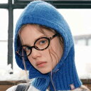 バラクラバ レディース 女性用 ウール混紡 ざっくりニット 保温 防寒 あたたかい 耳当て付き ボタン ストリート カジュアル 秋冬 おしゃれ(x2)