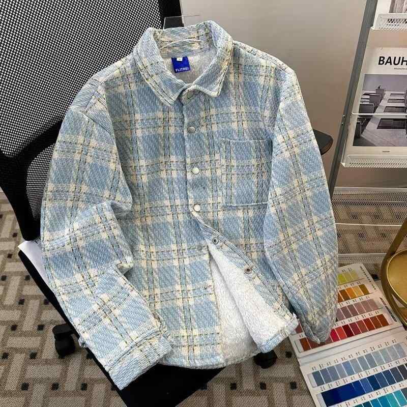 シャツジャケット メンズ 薄手 耐摩耗 フード付き 裏起毛 ツイード ブークレ 織り 高級感 上品 ゆったり リラックスフィット デザイン性 ハイストリート カジュアル ストリート 春秋 トレンド