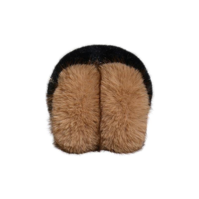 イヤーマフ 男女兼用 大人用 秋冬 防寒 保温 かわいい ふわふわ もこもこ フェイクファー ボア 耳あて アウトドア 通勤 通学 スポーツ観戦 韓国風 ブラウン チョコ