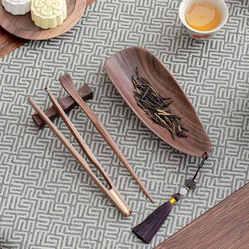 茶道具 北米産ウォールナット 花梨材 黒檀材 天然木 無垢材 茶則 茶匙 茶さじ 茶道具セット 現代中華風..