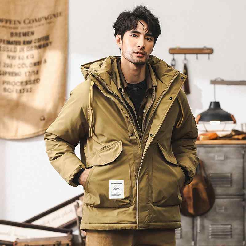 ダウンジャケット メンズ 男性用 アメカジ ワークジャケット 秋冬 厚手 防寒 保温 あったか 高機能 アウトドア マウンテン 登山 キャンプ ワイルド ストリート ファッション コットン ルーズフィット アウター コート