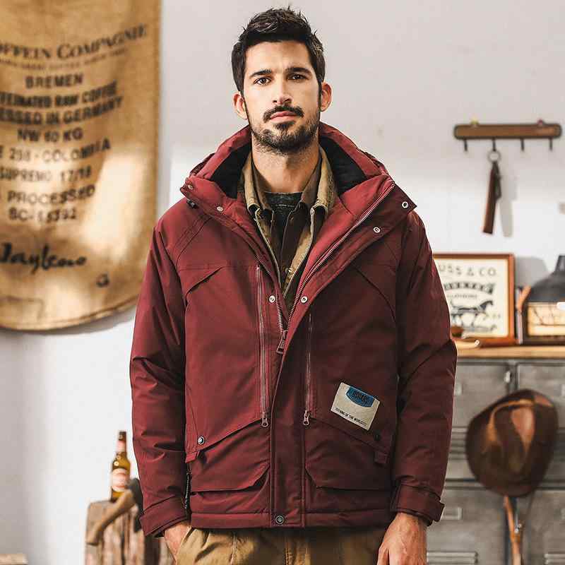 ダウンジャケット メンズ 90%ダックダウン グラフェン配合 厚手 防寒 保温 フード付き アメカジ ワーク カジュアル アウトドア 秋冬 冬..