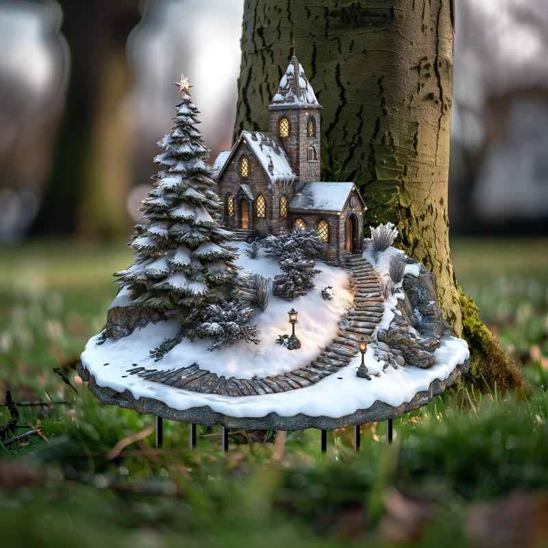 サンキャッチャー クリスマス 森林 スノーハウス アクリル製 ガーデン 庭 芝生 屋外用 景観装飾 アメリカンカントリー 輝き デコレーション