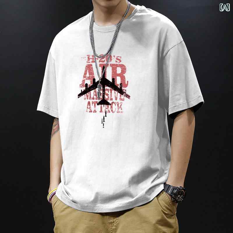 Tシャツ メンズ 半袖 丸首 コットン 厚手 大きいサイズ ゆったり カジュアル トップス カットソー 春夏 通気性 快適 ストリート