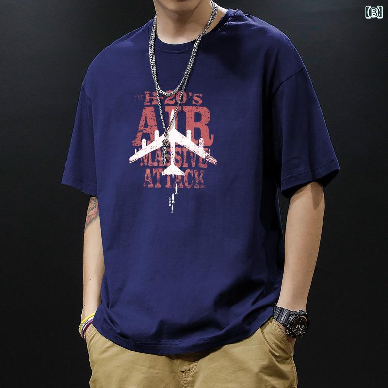 Tシャツ メンズ 半袖 丸首 コットン 厚手 大きいサイズ ゆったり カジュアル トップス カットソー 春夏 通気性 快適 ストリート — vista 2