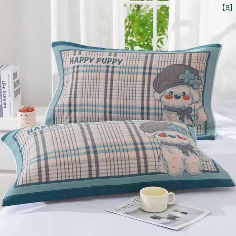 枕カバー 綿ガーゼ 厚手 吸汗性 ミラードカラー 大型 ピローケース 学生 大人 カップル用 ゆったりサイズ 快適 肌触り良い 北欧風デザイン 78×52cm