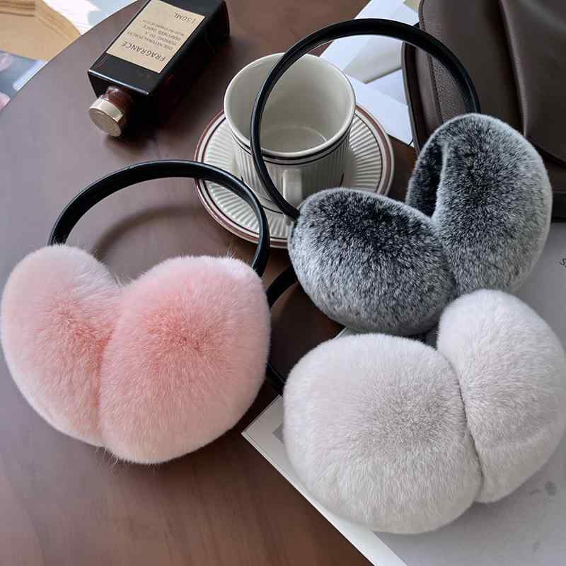 イヤーマフ レディース キッズ 大人用 レッキスラビットファー もこもこ 厚手 防寒 あったか かわいい 無地 耳あて イヤーウォーマー アウトドア プレゼント...