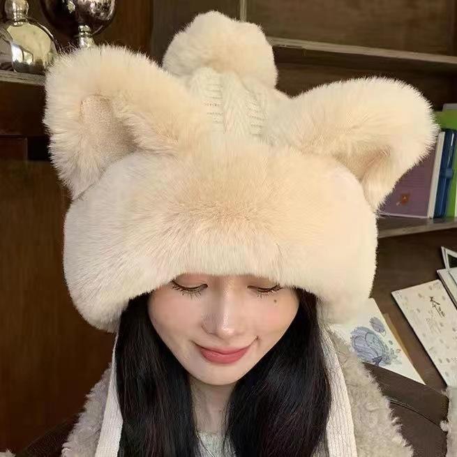 帽子 レディース 冬用 高級感 かわいい キツネ耳 もこもこ イヤーフラップキャップ 保温 防寒 防風 ふ..