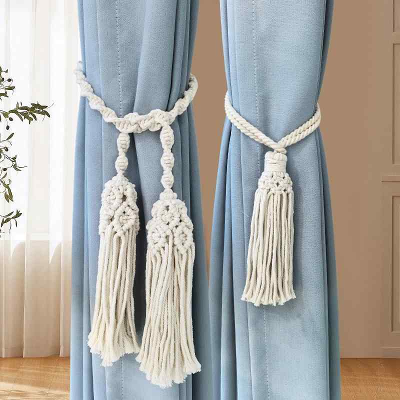カーテンタッセル 北欧スタイル ボヘミアン フリンジ コットン おしゃれな窓辺のデコレーション カーテン留め リビング 寝室用