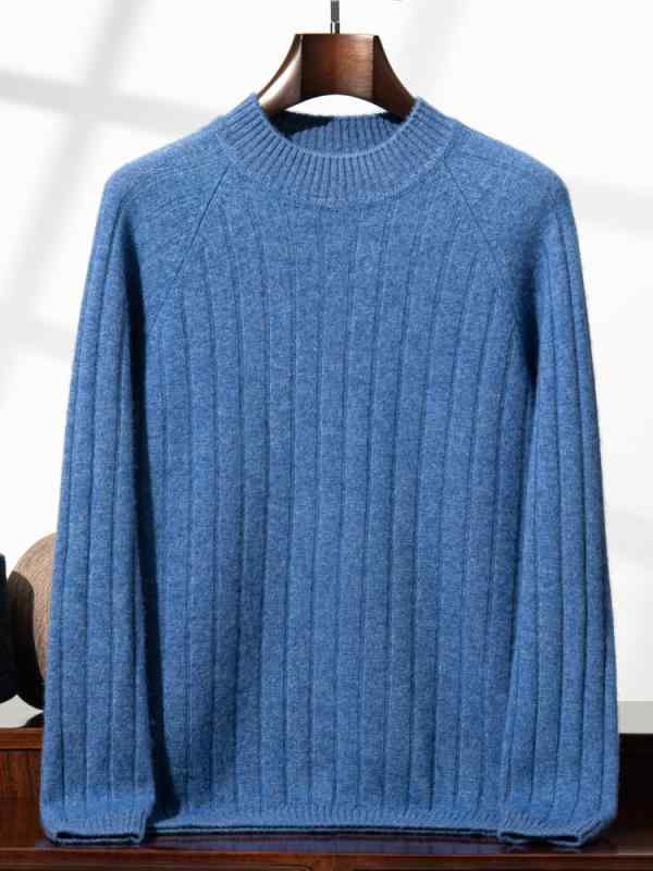 樂天商城 - セーター メンズ 秋冬 モックネック 上質 カシミヤ 95%以上 ニット プルオーバー 厚手 ゆったり 体型カバー 防シワ イージーケア 長袖 暖かい カジュアル 通勤 ビジネス