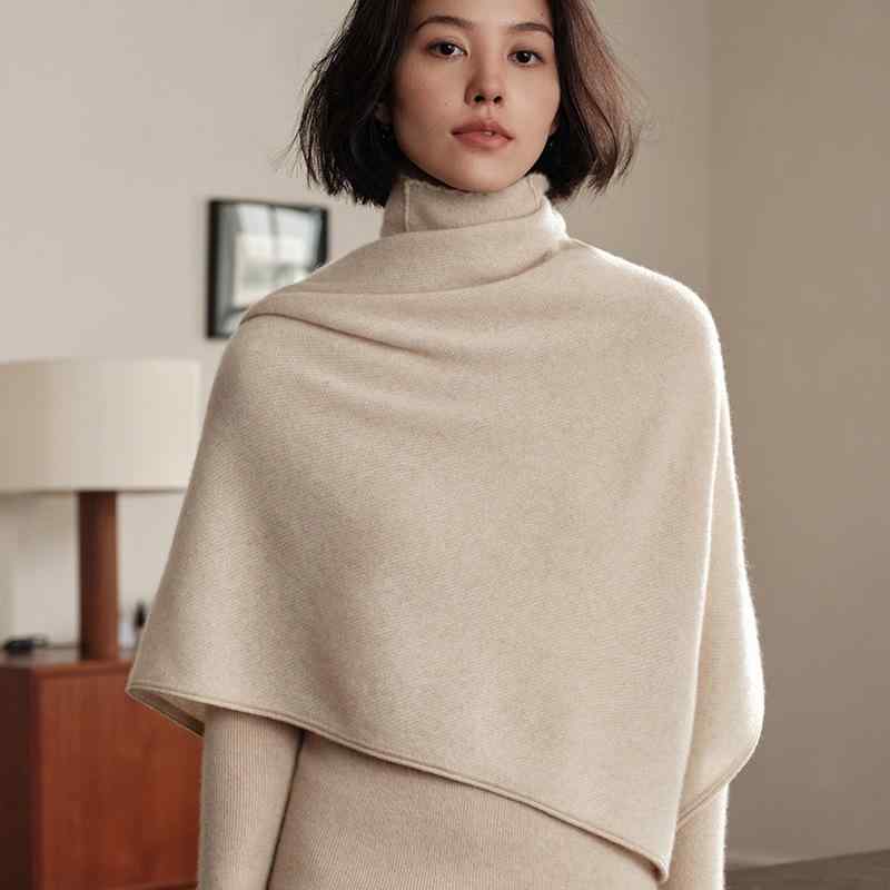 ショール レディース 保温 防寒 100%カシミヤ ニット トライアングルスカーフ 無地 ゆったり ルーズフィット 秋冬 あたたかい 着回し万..