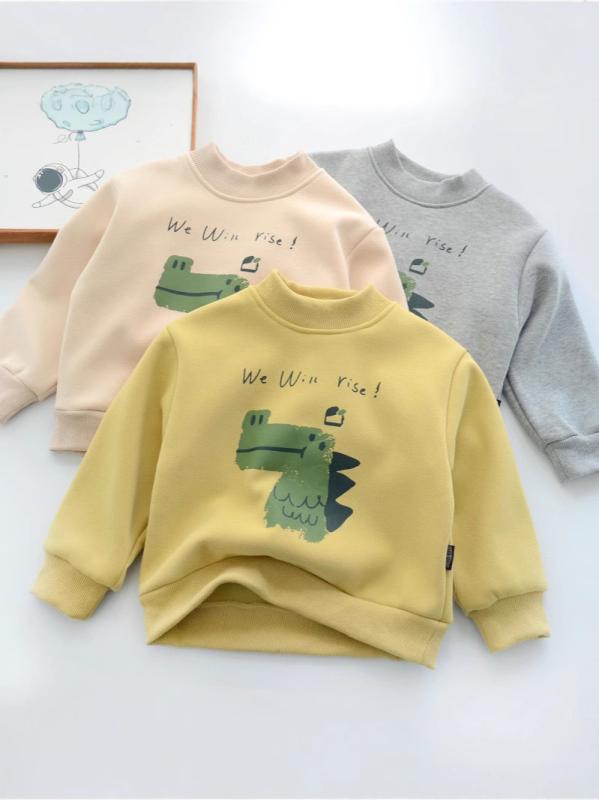 ・カテゴリ: キッズスウェット・性別: ユニセックス・スタイル: カジュアル・対象年齢: 3～8歳・生地加工: 柔軟加工・柄: カートゥーン、プリント・厚さ: 厚手・袖丈: 長袖・開閉スタイル: プルオーバー・フード: なし・主な素材: 綿60%・安全規格: B類・裏地: 綿・カラー展開: イエロー、ベージュ、ブラウン・サイズ展開: 90cm、100cm、110cm、120cm、130cm、140cm
