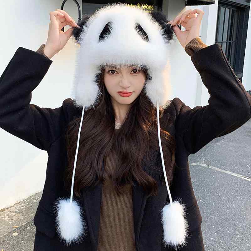 帽子 レディース 女性用 フライトキャップ 冬物 防寒 保温 防風 耳あて付き かわいい レッサーパンダ ..