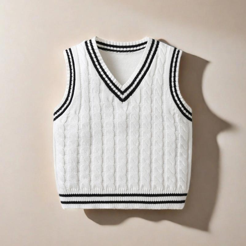 ベスト ベビー 男の子 ニット Vネック 綿100% コットン100% 幼児 子供服 春秋 秋冬 通園 通学 お出かけ カジュアル ホワイト ジレ